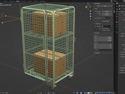 Foldable Roll Cage Trolley 3D Model