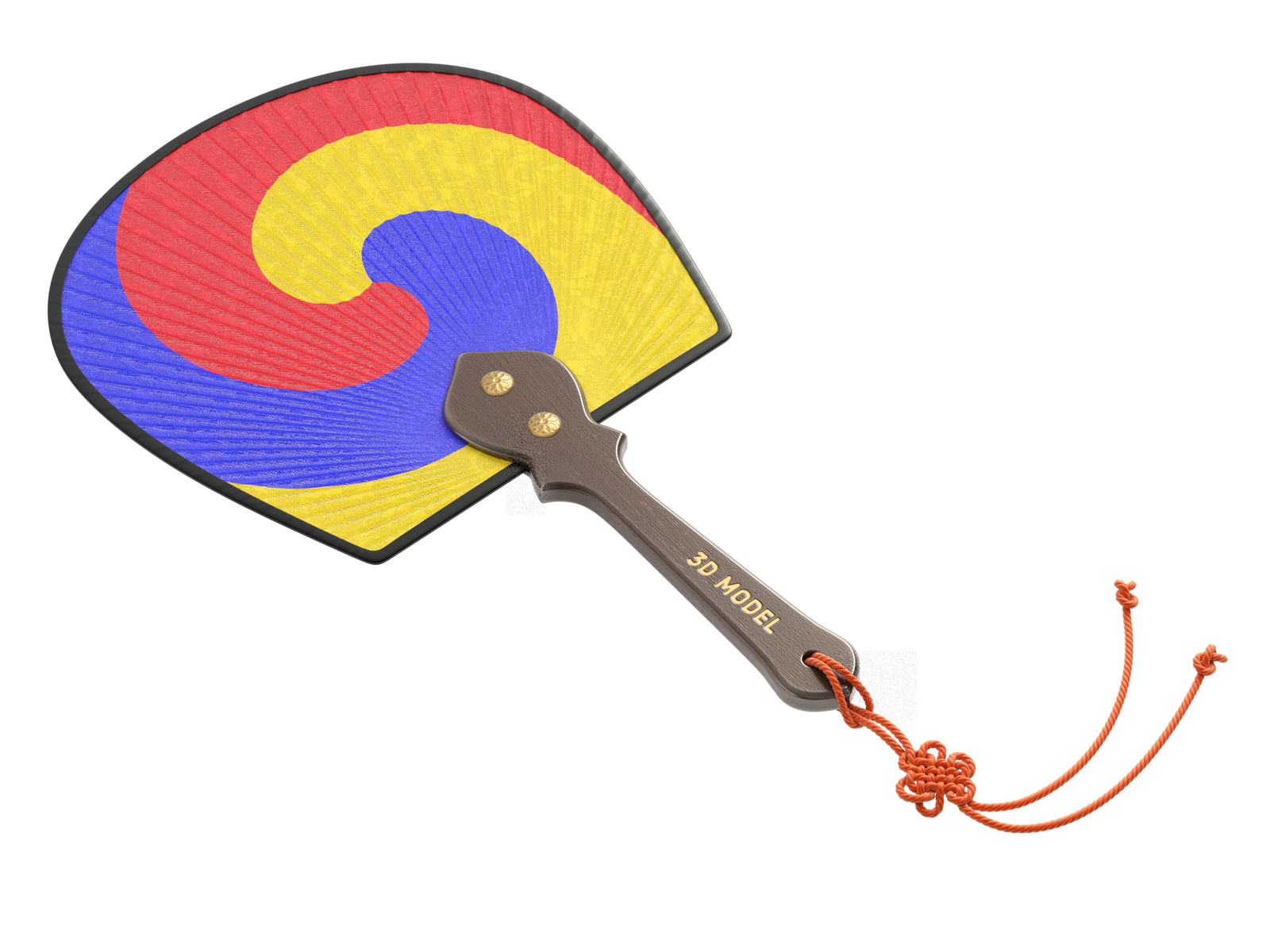 Korean Taegeuk Fan 3D Model .c4d .max .obj .3ds .fbx .stl .blend 
