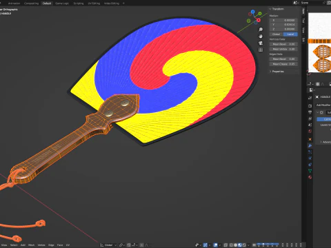 Korean Taegeuk Fan 3D Model