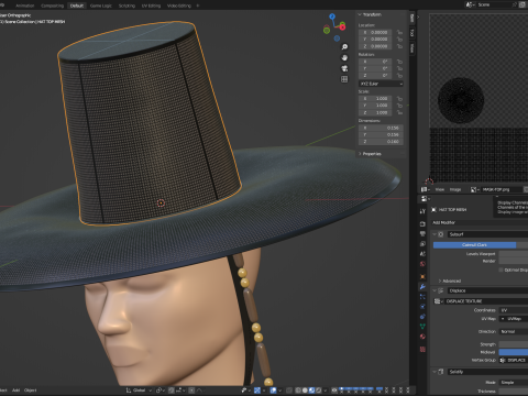 Chap&eacute;u Gat Coreano Modelo 3D