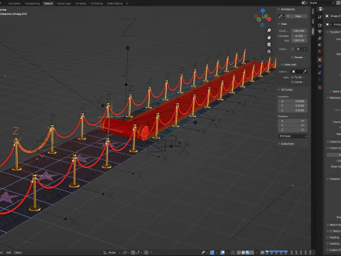 Animazione di srotolamento del tappeto rosso Modello 3D