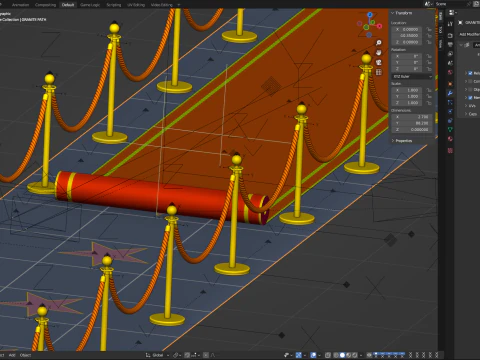 Animazione di srotolamento del tappeto rosso Modello 3D