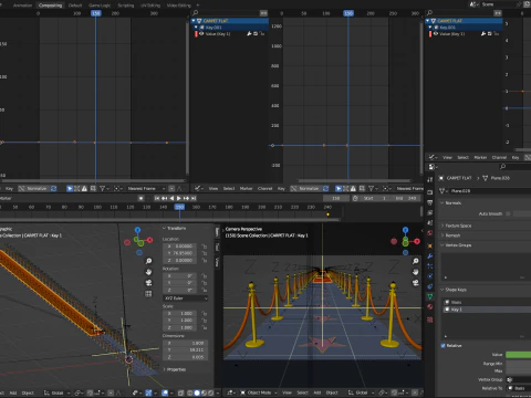Animazione di srotolamento del tappeto rosso Modello 3D
