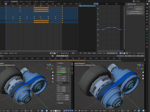 CVT Transmission Animation 3D Model