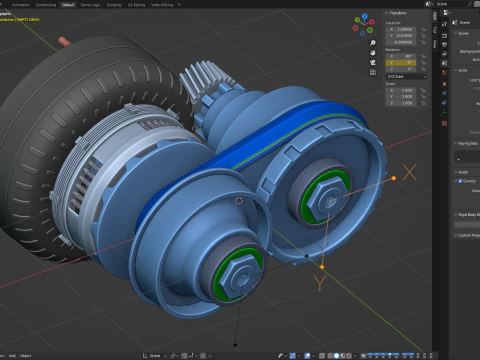 CVT Transmission Animation 3D Model