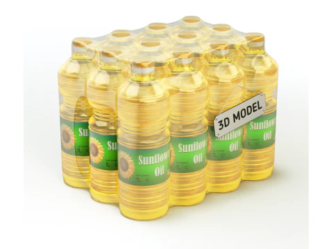 수축필름으로 감싼 해바라기유병 3D 모델