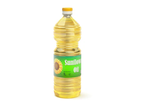 Sunflower oil bottles wrapped in the shrink film 3D Model