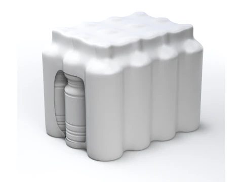 Sunflower oil bottles wrapped in the shrink film 3D Model