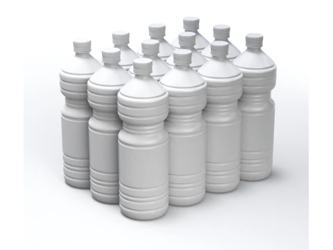 Sunflower oil bottles wrapped in the shrink film 3D Model