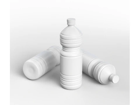 Sunflower oil bottles wrapped in the shrink film 3D Model