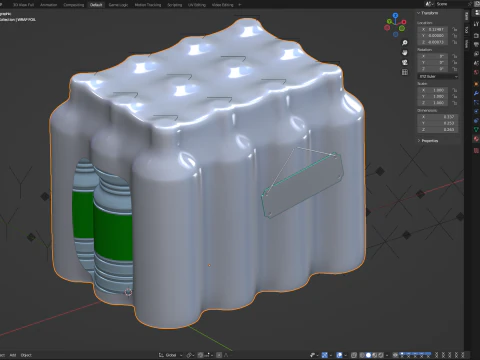 Sunflower oil bottles wrapped in the shrink film 3D Model
