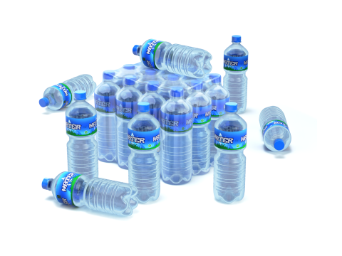 Water bottles wrapped in the shrink film 3D Model