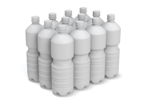 Water bottles wrapped in the shrink film 3D Model