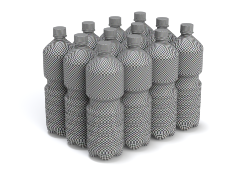 Water bottles wrapped in the shrink film 3D Model