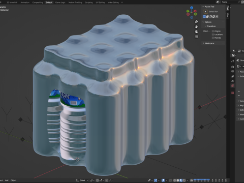 Water bottles wrapped in the shrink film 3D Model