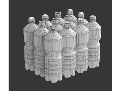 Water bottles wrapped in the shrink film 3D Model