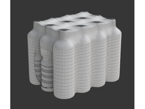 Water bottles wrapped in the shrink film 3D Model