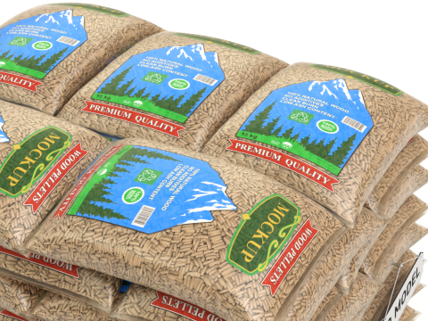 Wood pellets in the bags 3D Model