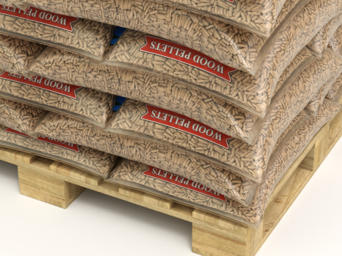 Wood pellets in the bags 3D Model