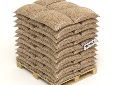 Wood pellets in the bags 3D Model