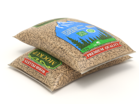 Wood pellets in the bags 3D Model