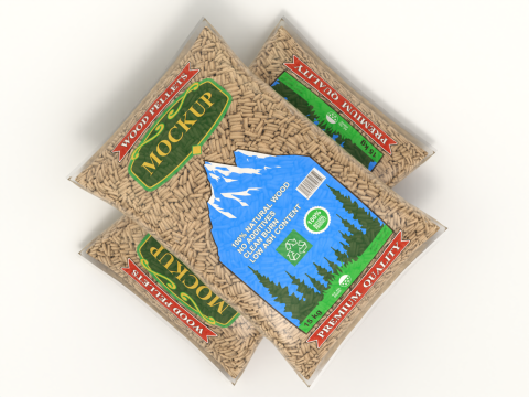 Wood pellets in the bags 3D Model