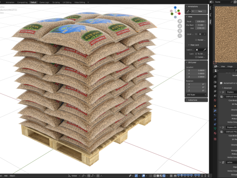 Wood pellets in the bags 3D Model
