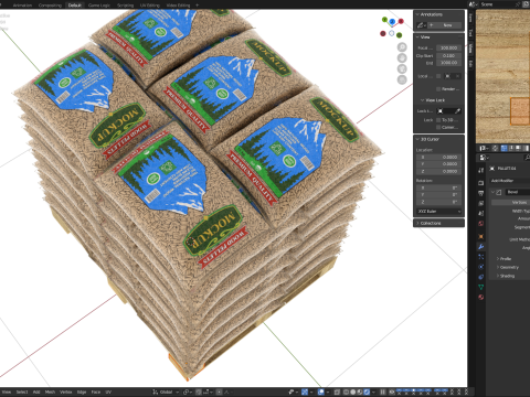 Wood pellets in the bags 3D Model