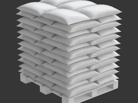 Wood pellets in the bags 3D Model