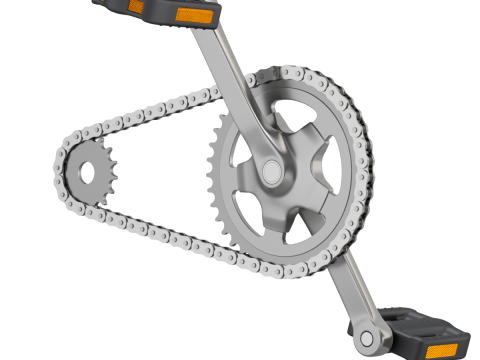 बाइक रोलर चेन ट्रांसमिशन एनीमेशन 3D मॉडल