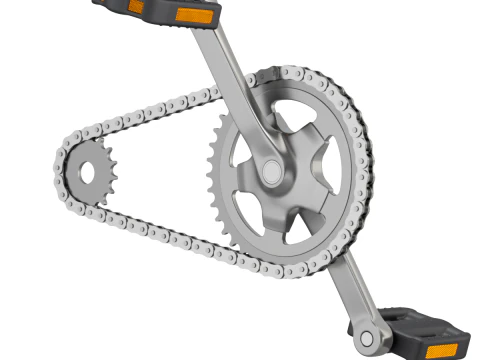 Bike roller chain transmission animation 3D Model