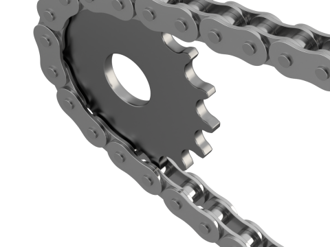 बाइक रोलर चेन ट्रांसमिशन एनीमेशन 3D मॉडल