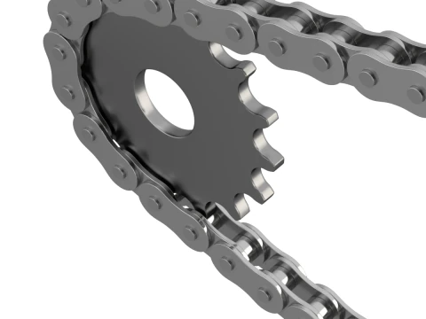 Bike roller chain transmission animation 3D Model