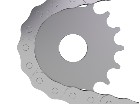 बाइक रोलर चेन ट्रांसमिशन एनीमेशन 3D मॉडल