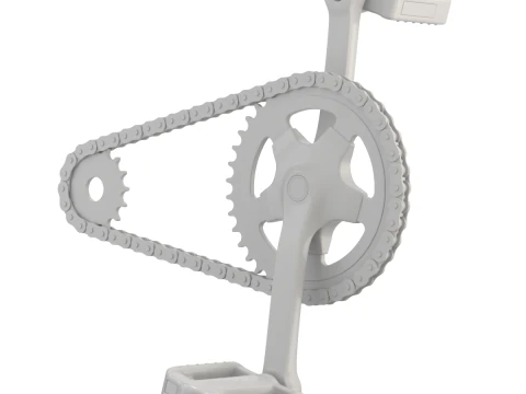 Bike roller chain transmission animation 3D Model