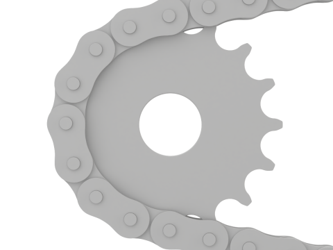 बाइक रोलर चेन ट्रांसमिशन एनीमेशन 3D मॉडल