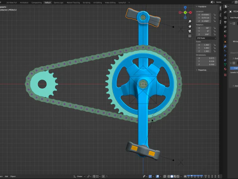 Bike roller chain transmission animation 3D Model