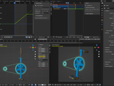 Bike roller chain transmission animation 3D Model