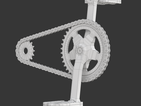 बाइक रोलर चेन ट्रांसमिशन एनीमेशन 3D मॉडल