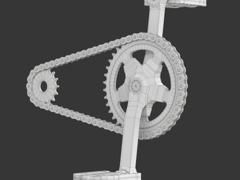 Bike roller chain transmission animation 3D Model
