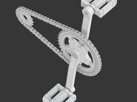 Bike roller chain transmission animation 3D Model