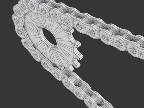 बाइक रोलर चेन ट्रांसमिशन एनीमेशन 3D मॉडल