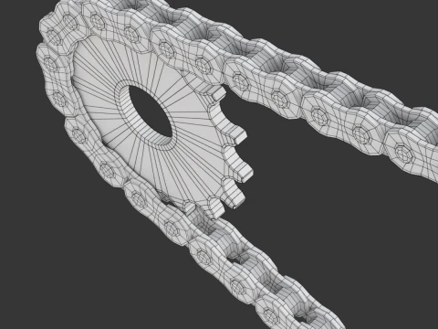 Bike roller chain transmission animation 3D Model