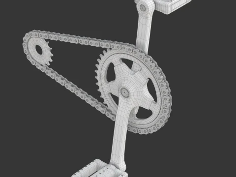 Bike roller chain transmission animation 3D Model