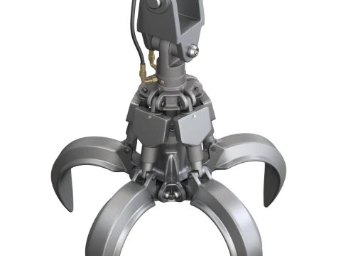 Rigged Industrial Hydromechanical Claw 3D Model