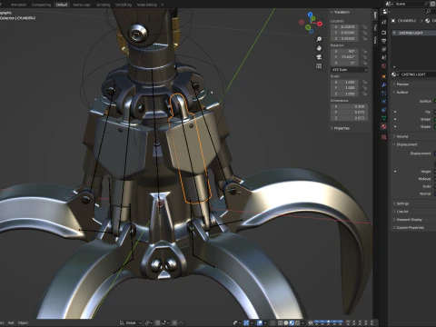 Rigged Industrial Hydromechanical Claw 3D Model