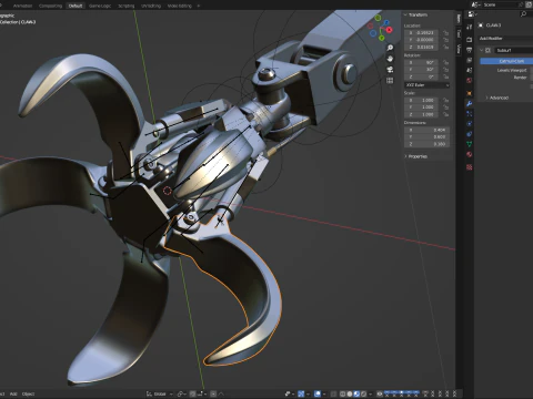 Rigged Industrial Hydromechanical Claw 3D Model