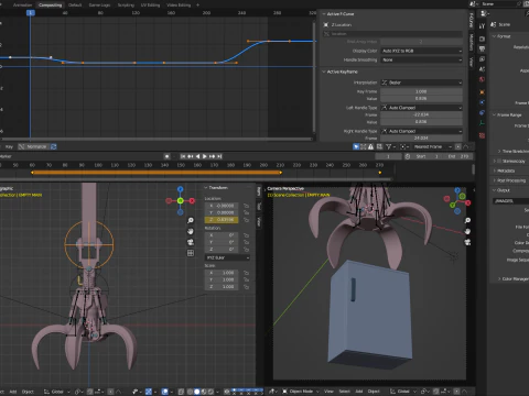 Rigged Industrial Hydromechanical Claw 3D Model