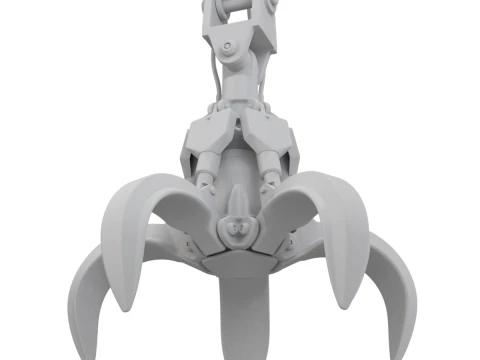 Rigged Industrial Hydromechanical Claw 3D Model