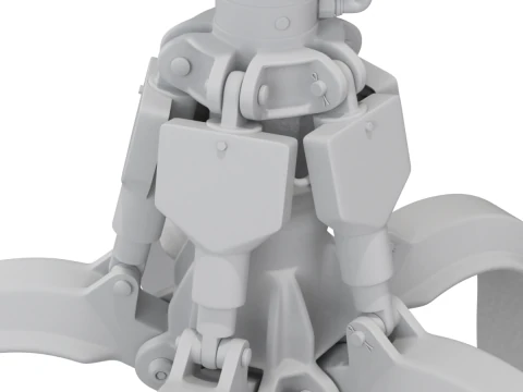 Rigged Industrial Hydromechanical Claw 3D Model